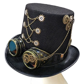 Steampunk Şapka Steampunk Şapka Gotik Punk silindir Şapka İle Erkekler İçin Gözlük