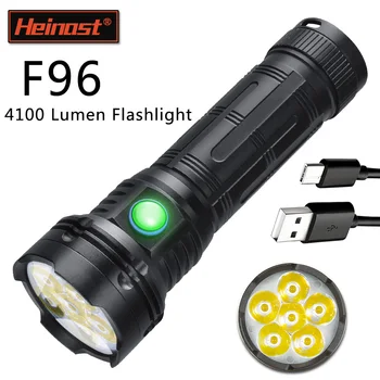 Süper parlak F96 LED el feneri güçlü 4100lm 32850 pil Lanterna USB C şarj edilebilir taktik Torch açık kamp ışık