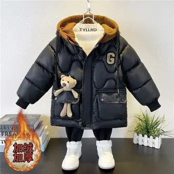 Sıcak tutmak Kış Erkek Ceket Su Geçirmez Moda Bebek Ceket Kapşonlu Fermuar Erkek Giyim doğum günü hediyesi 4 6 8 10 Yıl Çocuk Giysileri