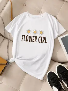 T Shirt Giyim Kadın Moda Rahat Baskı Üst Kısa Kollu Çiçek Güzel Trend Sevimli 90s Bayan O-boyun grafikli tişört
