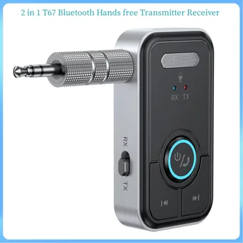 T67 Bluetooth Eller Serbest Araç Kiti Alıcı Adaptörü 3.5 mm AUX Kablosuz 2-in-1 Verici MP3 Müzik Çalar Aksesuarları