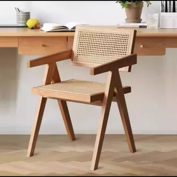 Tasarımcı Ahşap yemek sandalyeleri İskandinav Kapalı Modern Oturma Odası Soyunma Kol Dayama Chaises Salle Yemlik Ev Mobilya A2