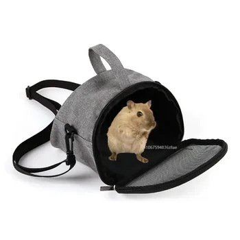 Taşınabilir Nefes Hamster Taşıyıcı Fermuar Kapatma Yumuşak Doku Örgü Tasarım Ayarlanabilir Hamster Çantası Küçük evcil hayvan malzemeleri
