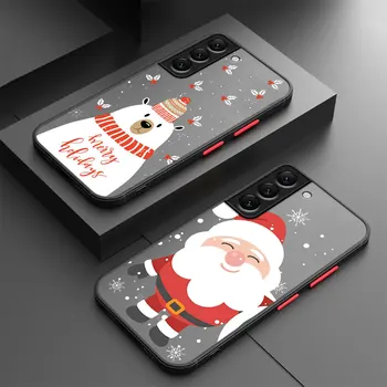 Telefon kılıfı için Samsung Galaxy S23 Ultra S10 Lite S10 S20 FE S9 S21 Artı S22 5G Kapak Mat Şeffaf Silikon Merry Christmas