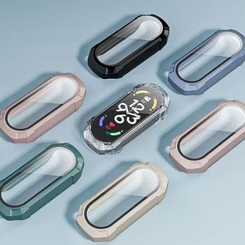 Temperli cam + kapak için xiaomi mi akıllı bant 8 ADET tampon ekran koruyucu smartwatch mi band8 HD film + kılıf mi bant 8 aksesuarları