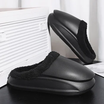 Terlik Ev Erkekler rahat ayakkabılar Kış Artı Pamuk Sıcak Peluş kaymaz Kalın Alt Su Geçirmez Kolay Temiz Çift Terlik