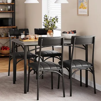 TUTUMLARIN Yemek Masası Seti için 4, Mutfak Masa ve Sandalyeler, 4 Döşemeli Sandalyeler ile, 5 Parça Mutfak Masa Seti