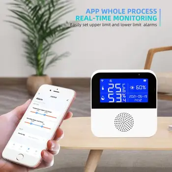 Tuya Akıllı Ev WİFİ Sıcaklık Nem Sensörü Alarmı Kapalı Açık Higrometre Termometre Dedektörü Desteği Alexa Google Ev