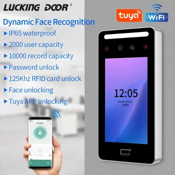 Tuya App IP65 Açık Wifi Bağlantısı Yüz Tanıma Erişim Kontrol Terminali 5 inç Ssreen Dinamik Yaşam Algılama 2000 Kullanıcı