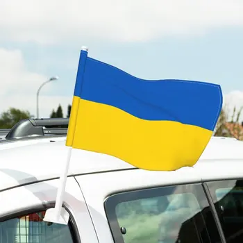 Ukrayna Sopa Bayrağı Ukrayna 45 * 30cm CM Araba Bayrağı El Mini Bayrak Beyaz Kutup İle Canlı Renk ve Solmaya Dayanıklı