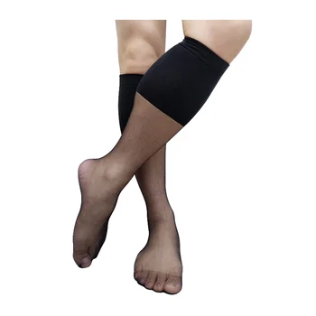 Ultra İnce Şeffaf erkek çorabı See Through Siyah Seksi resmi Elbise Takım Elbise Çorap İç Çamaşırı Diz Yüksek Uzun Tüp Çorap Yumuşak