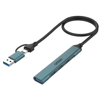USB C Hub, 4'ü 1 Arada Çok Portlu Tip C Adaptörü Yüksek Hızlı Veri Aktarımı USB A 5Gbps Hız, USB C 480Mbps Aktarım Hızı