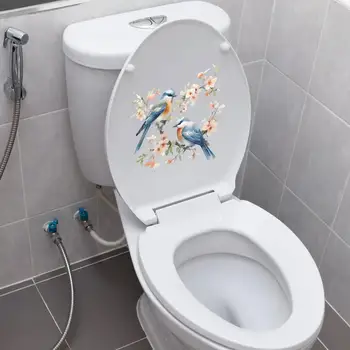 Uygulaması Kolay Tuvalet Çıkartmaları Canlı Kuş Çiçek Tuvalet Çıkartmaları Kolay Ev Tadilatı için Su Geçirmez Uzun Ömürlü Yapışma Kabuğu