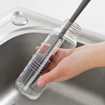 Uzun Saplı İçecek Bardağı Şişe Cam Bardak Temizleme Fırçası silikon kap Fırça Fincan Scrubber Cam Temizleyici Mutfak Temizleme Aracı