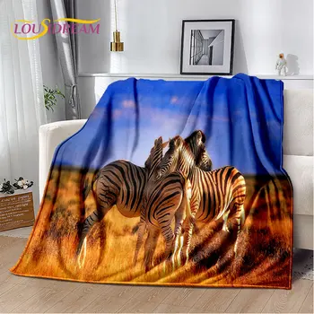 Vahşi Hayvan Zebra Yumuşak Peluş Battaniye, Flanel Battaniye Atmak Battaniye Oturma Odası Yatak Odası Yatak Kanepe piknik örtüsü Bettdecke Çocuklar