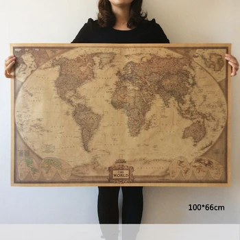 Vintage Dünya Haritası Seyahat Ev Dekorasyon Detaylı Antika Poster Duvar Tablosu Retro Kağıt Mat Kraft Kağıt Haritası Dünya