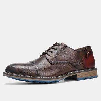 Vintage Erkekler Elbise Ayakkabı Lace up Oxfords Büyük Boy erkek ayakkabısı Karışık Renkler İş İş Ayakkabısı