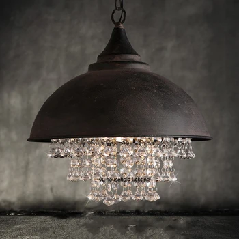 Vintage kolye ışık lamba endüstriyel Retro Loft demir aydınlatma fikstür kristal Ac90v - 260v bar restoran oturma odası için yeni