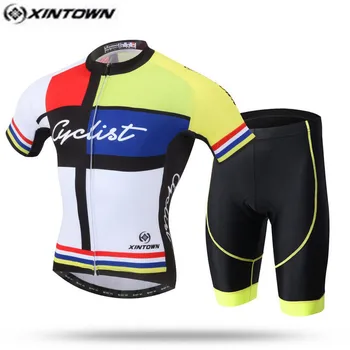 XINTOWN Pro Bisiklet Jersey Bib Şort Setleri Erkekler Sürme mtb bisikletçi giysisi Takım Elbise Renkli Erkek Ropa Ciclismo Bisiklet Gömlek