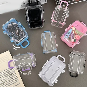 Yaratıcı Şeffaf Mini valiz saklama kutusu Taşınabilir Takı saklama kutusu Masaüstü Organize Şeker Kutusu saç tokası Pin Tutucu