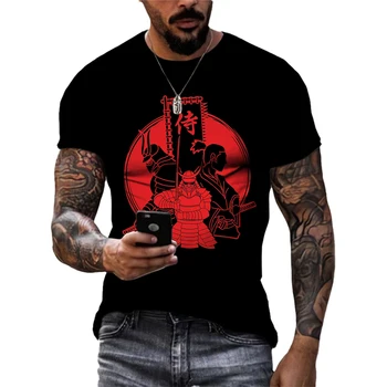 Yaz Retro Serin Savaşçı grafik t shirt Erkekler İçin Moda Rahat Kişilik Sert Adam 3D Baskılı O-Boyun Kısa Kollu Tees Tops