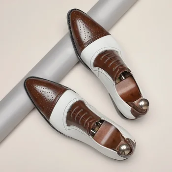 Yeni Brogue Ayakkabı Erkekler için Elbise Ayakkabı Dantel-up Sivri Burun İş Resmi ayakkabı Erkekler Boyutu 38-46