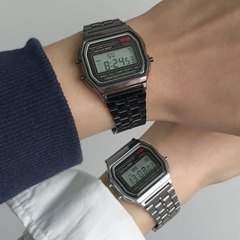 Yeni erkek dijital saatler Lüks Paslanmaz Çelik Bağlantı Bilezik kol saati Bandı İş Elektronik Erkek Saat Reloj Hombre