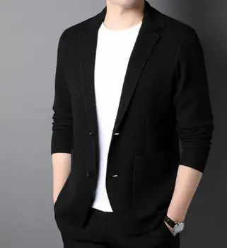 Yeni erkek Düz Renk Uzun Kollu Elbise Resmi Pamuk Karışımı Moda Slim Fit İki Düğme Takım Elbise Ceket Ceket ABB417