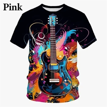 Yeni Gitar 3d baskılı tişört Komik Moda erkek Kadın Çocuklarımızın Sokak Eğilim Kısa kollu Üst Serin T Shirt Rahat Moda Tees