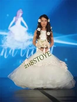 Yeni Güzel Allık Pembe Balo Çiçek Kız Elbise Düğün İçin Prenses Communion Pageant Törenlerinde Balo