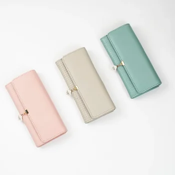 Yeni kadın uzun cüzdan Düz Renk INS Macaron Renk Basit Moda Kore cüzdan Cep Telefonu Çantası