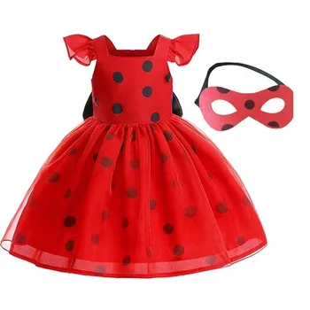 Yeni Kırmızı kızın Uçan Kollu Nokta Cadılar Bayramı Elbise çocuk Cosplay Prenses Elbise çocuk Balo Parti Kıyafeti 1-9 Yaşında