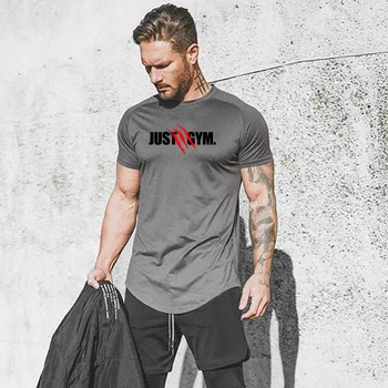 Yeni Moda O-Boyun T Gömlek Erkekler Örgü Nefes Spor Salonları Giyim Spor Erkek kısa kollu tişört Sıkı Tee Gömlek Casual Yaz Üst