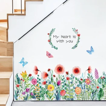 Yeni romantik ayçiçeği çim süpürgelik dekorasyon çıkartmaları çocuk odası çalışma odası dekorasyon