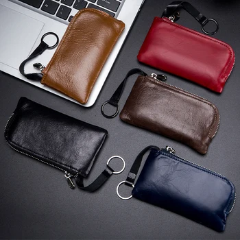 Yeni Yağ Balmumu Deri Retro Sıfır cüzdan bulucu Çanta Erkekler İçin Ultra ince Üst Katman Dana Sikke Çanta Kişiselleştirilmiş saklama çantası