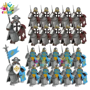 Yeni Çocuk Oyuncakları Orta Yaş Süvari Yapı Taşları Templar Şövalye Mini Aksiyon Figürleri Savaş at oyuncakları Çocuklar İçin Doğum Günü Hediyeleri