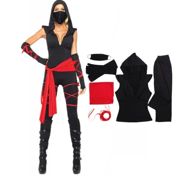Yetişkin için cadılar bayramı kostümleri Ninja Kostüm Kadın Savaşçı Cosplay Karnaval fantezi parti elbisesi Up