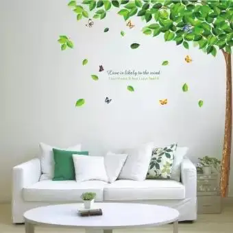 Yeşil ağaç vinil çıkarılabilir DIY oda ev dekor duvar çıkartmaları çıkartma