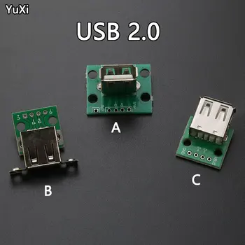 YUXİ 1 ADET Dikey ve Yatay Vida Deliği ile USB 2.0 Dişi A Konnektör 2.54 mm PCB Dönüştürücü Adaptör kesme panosu