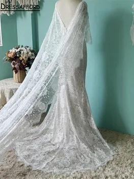 Zarif düğün elbisesi Kadın Plaj Aplikler Vestido De Noiva gelin kıyafeti Sarar V Yaka Aç Geri