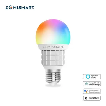 Zemismart WiFi Madde sertifikalı led ışık Ampul RGBCW Akıllı E27 Kısılabilir Lamba 7W Siri Google Ev Smartthings Alexa
