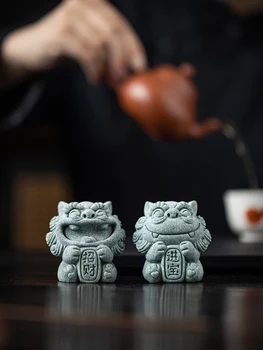 Çin Tarzı çay seti Süsler Sevimli Küçük Aslan Çay Pet Yaratıcı Ofis Ev Dekorasyon Günlük Hediyeler Zanaat Balık Tankı Süsler