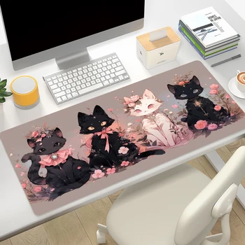 Çiçek anime fare altlığı Oyun Siyah Kedi sümen Mousepad Xxl Klavye Oyun Paspaslar Masası Pad Bilgisayar Masaları Masa Matı Playmat Kawaii