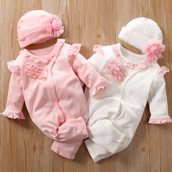 Çiçek Yenidoğan Bebek Kız Romper Pamuk Yeni Doğan Bebek Yürüyor Küçük Kızlar Kostüm Onesie Tulum Giysileri Bebe Pijama Genel