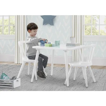 Çocuk ahşap masa ve sandalye seti (2 sandalye dahil) - sanat ve el sanatları için mükemmel, atıştırma zamanı