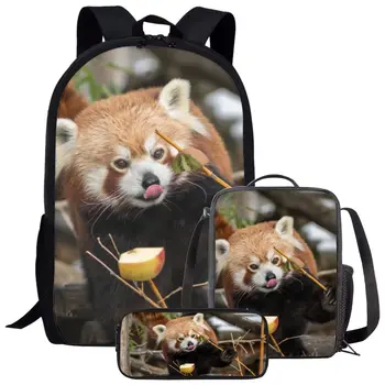 Çocuklar Sırt Çantası Kırmızı Panda 3D Baskı Öğrenci okul çantası Erkek Kız Çocuk Sırt Çantası Kadın Büyük Kapasiteli Çanta seyahat sırt çantaları