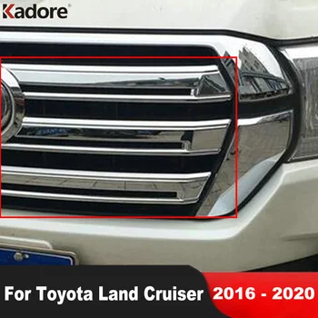 Ön Merkezi Grille ızgara kapağı Trim Toyota Land Cruiser 2016-2019 İçin 2020 Krom Araba Yarış İzgaralar Kalıp Trimler Aksesuarları