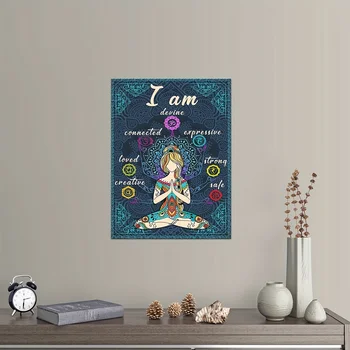 1 adet Tuval Boyama Çakra Meditasyon Yoga Bu Ben Devine Lotus Yoga Sanat Duvar Posteri Oturma Odası ev duvar dekoru, hiçbir Çerçeve