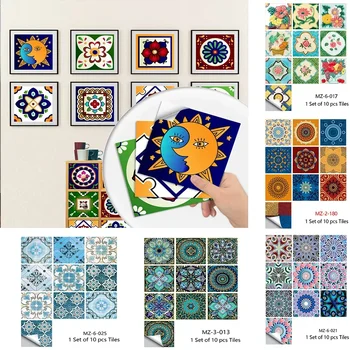 10/15/20cm Mandala Tarzı Mat Yüzey Karosu Sticker Kabuğu ve Sopa dekorasyon filmi Fayans / Zemin Mutfak Dolap Duvar Kağıdı