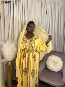 Dubai Fas Kaftan V Yaka Gelin Elbise Zarif Kat uzunlukta Akşam Elbise Arapça Boncuklu gelin elbiseleri Vestidos De Novia